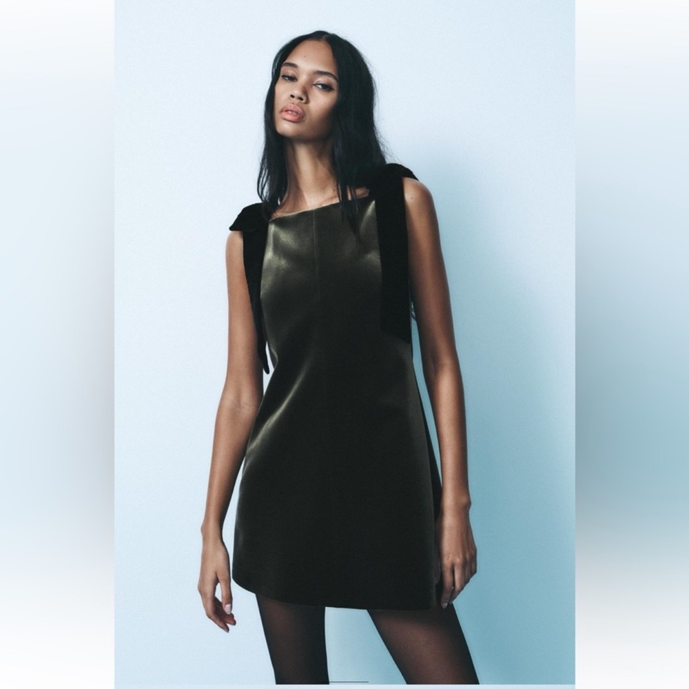 ZARA VELVET BOWS DRESS